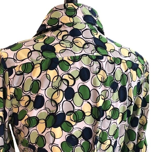 Tailor B Moss Retro Bubble Print Tie Waist Blouse Sz M 70s Style Top - Picture 7 of 11